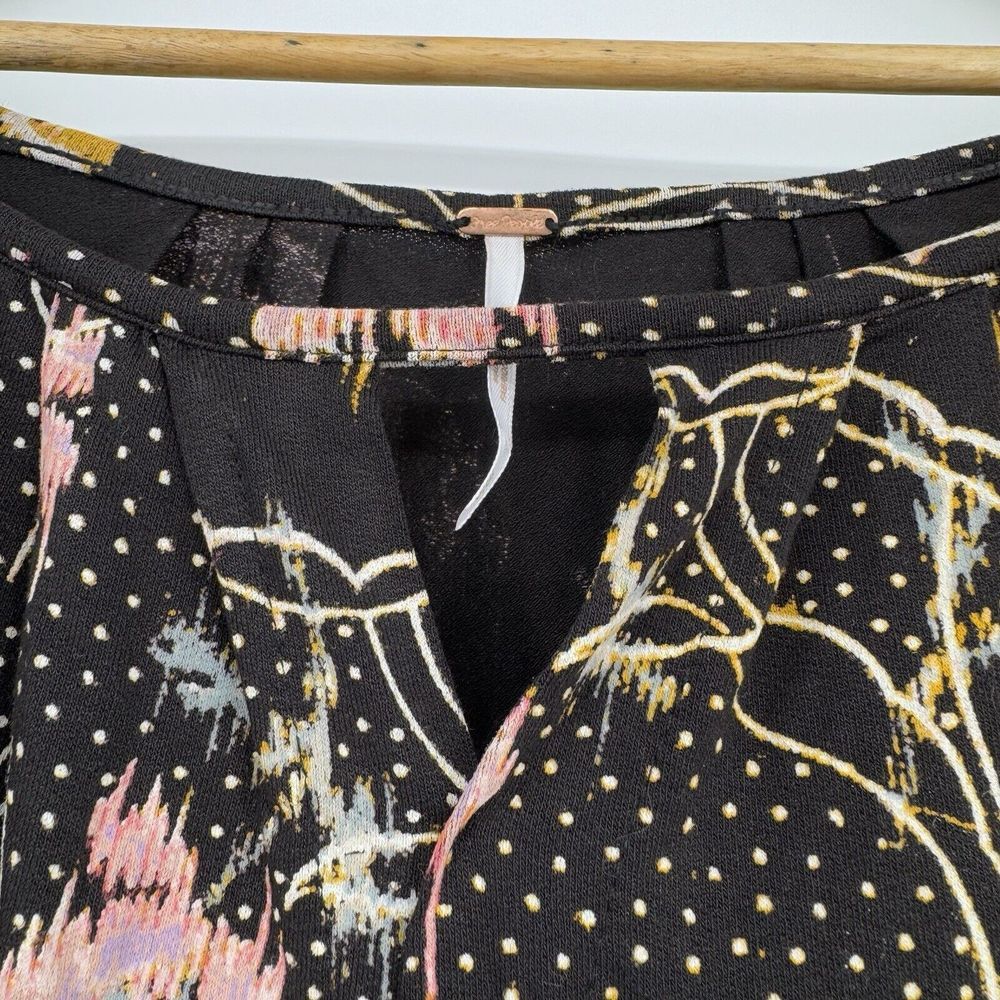 Free People Boho‎ Floral Peasant Blouse Last Time Women's Size XS Keyhole Top - Picture 5 of 8